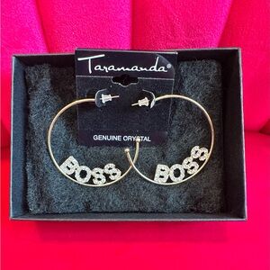 Taramanda Boss bling hoop earrings
